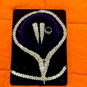 Necklace earrings bracelet, ring matching set